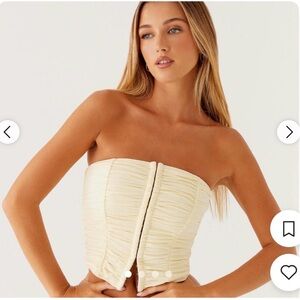 Peppermayo Light Yellow Ruched Corset Crop Top - Size 0